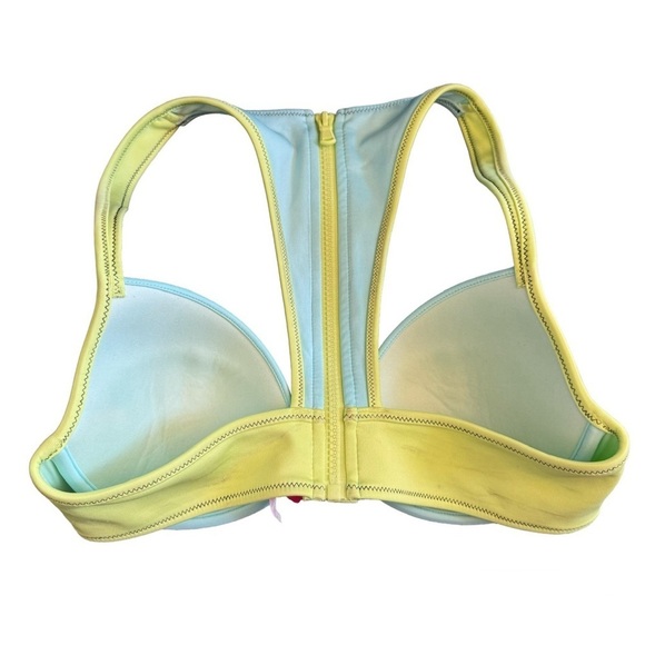 Victoria’s Secret Blue & Yellow Zipper Back Bikini Top - Picture 3 of 7